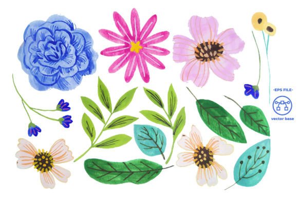 Download Watercolor Flower Elements - Watercolor flower elements Collection