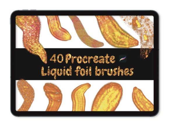 Download 40 Liquid Foil Brushes for Procreate - Brush Collection