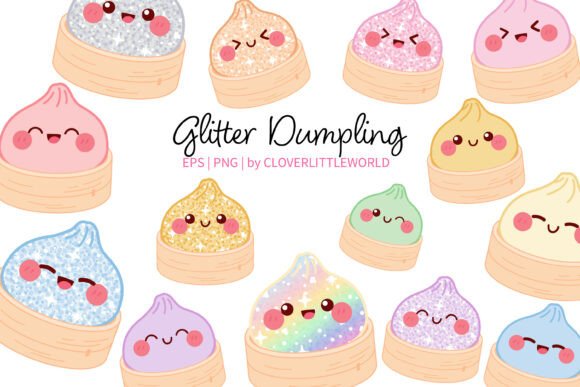 Download Cute Glitter Dumpling in Steamer Basket - Premium Bundle
