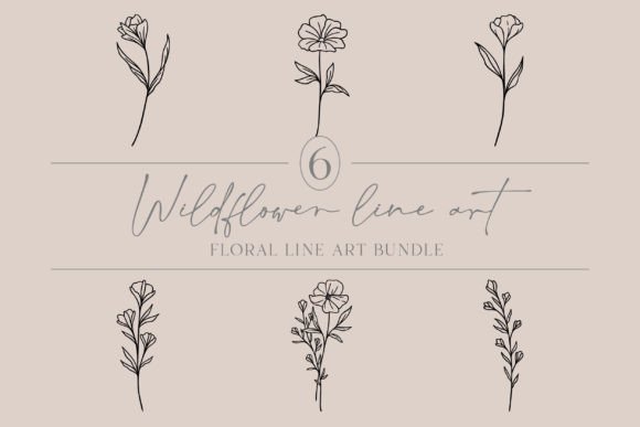 Download Floral Line Art Bundle | Cute Wildflower - Cute Collection