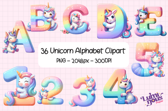 Download Cute Unicorn Alphabet Illustration - Cute Collection
