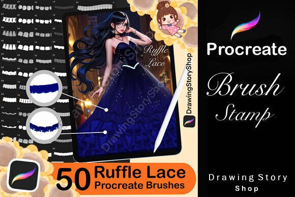 Download 50 Procreate Ruffle Brushes, Lace Brush - Brush Collection