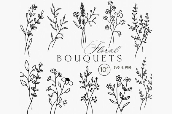 Download Floral Line Art Bouquet Clipart Minimal - Minimal Collection