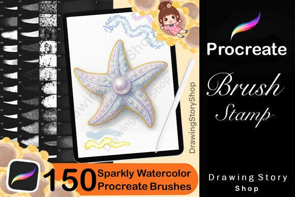 Download 150 Procreate Sparkly Watercolor Brushes - Brush Collection