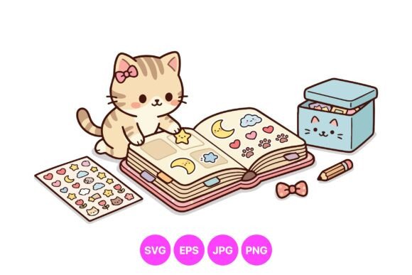 Download Cute Kitty Sticker Scrapbook SVG - Cute Collection