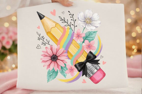 Download Cute Pencil Floral Art Teacher Watercolo - Cute Collection