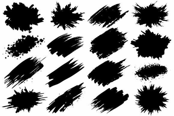 Download Black Grunge Brush Strokes and Splatters - Brush Collection