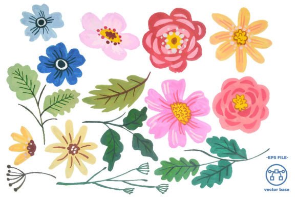 Download Watercolor Flower Elements Clip Art - Watercolor flower elements Collection