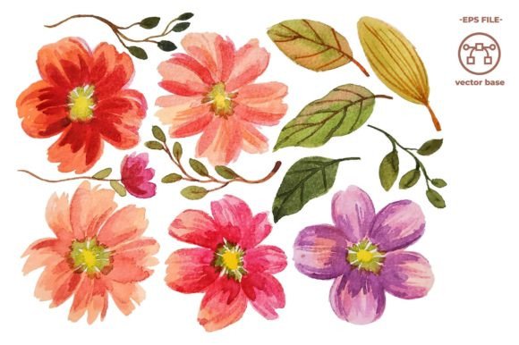Download Watercolor Flower Elements Clip Art - Watercolor flower elements Collection