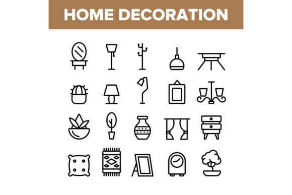 Download Collection Home Decoration Items Vector - Home decoration Collection