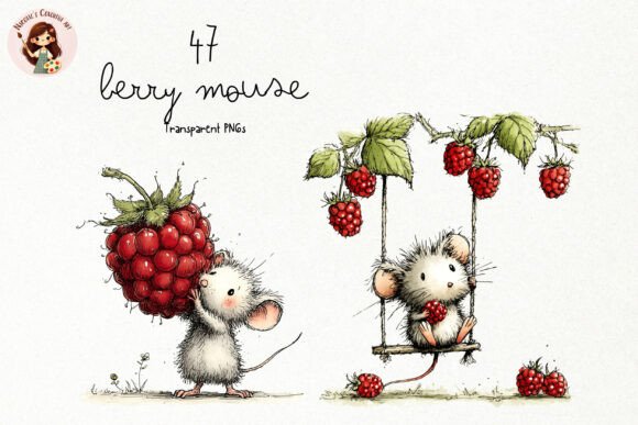 Download Cute Berry Mouse Watercolor PNG Clipart - Premium Resources