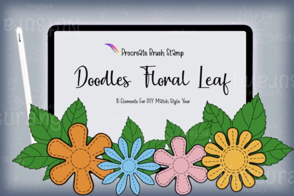 Download Floral Leaf Doodle Brush Stamp DIY Match - Brush Collection