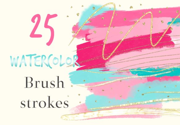 Download Watercolor Brush Strokes in Hot Pink - Brush Collection