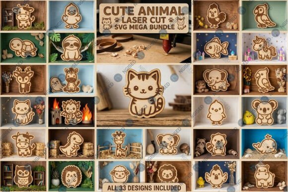 Download Cute Animal Laser Cut SVG Mega Bundle - Cute Collection