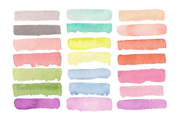 Download Watercolor Multicolor Brush Strokes Set - Brush Collection