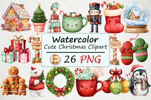 Download Watercolor Cute Christmas Clipart - Cute christmas clipart Collection